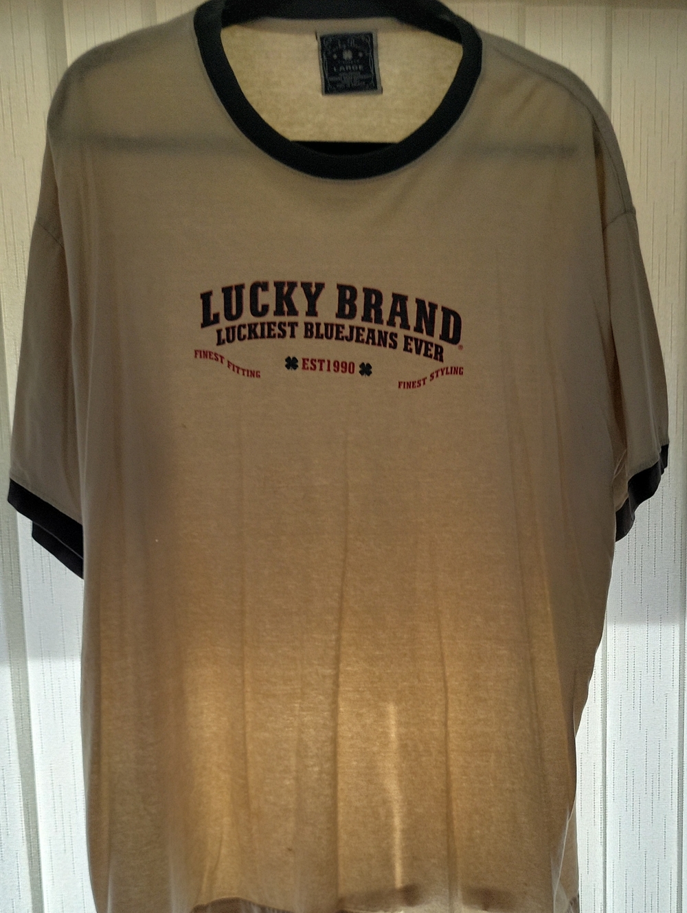 Lucky Brand Beige Short Sleeve Tee with Black Trim